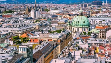 Vienna-aerial-view-cathedral-green-dome-buildings